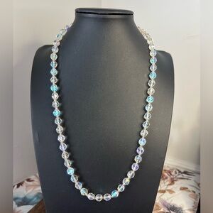 Vintage Single Strand Aurora Borealis Glass Bead Necklace 23” B8